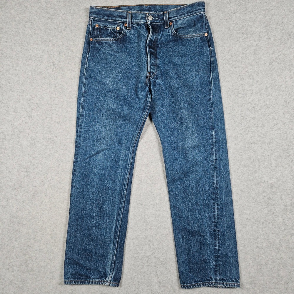 Vintage Levi's Men 34x33 Blue Denim Jeans 501xx Straight Button Fly (Fits 33x30)